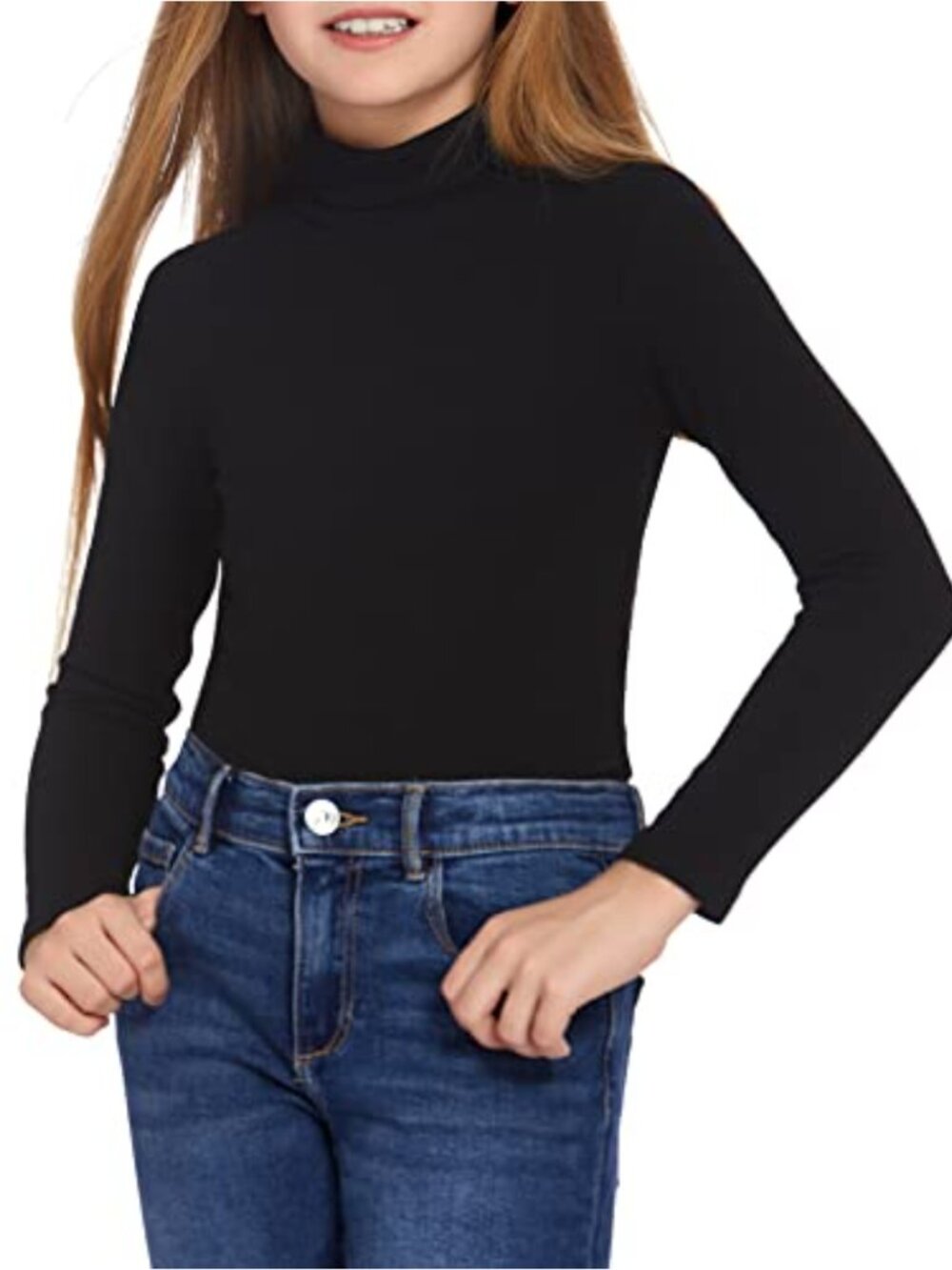 Girls Turtleneck Sweater Kids Long Sleeve Knit Pullover Top